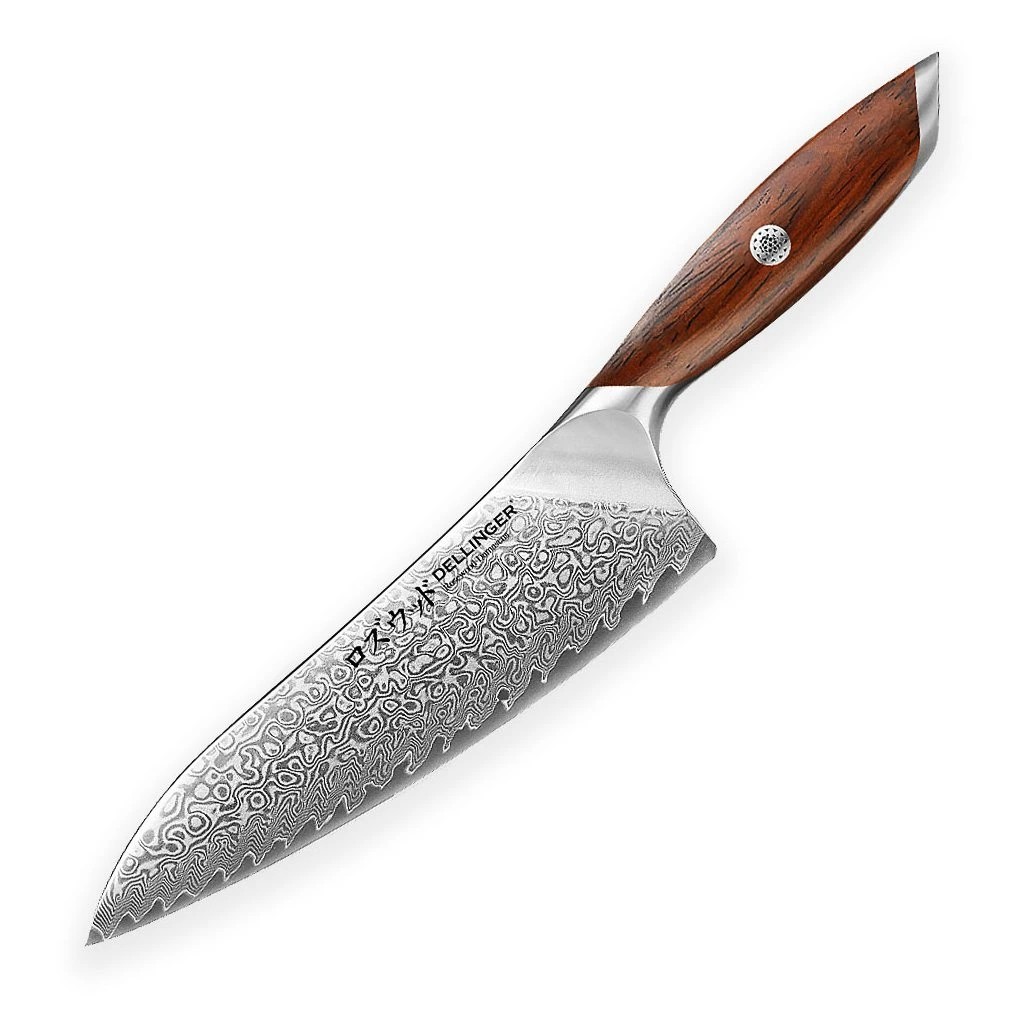 foto Kuchy�sk� n�� Chef/Gyuto 210 mm Dellinger Rose Wood Damascus�